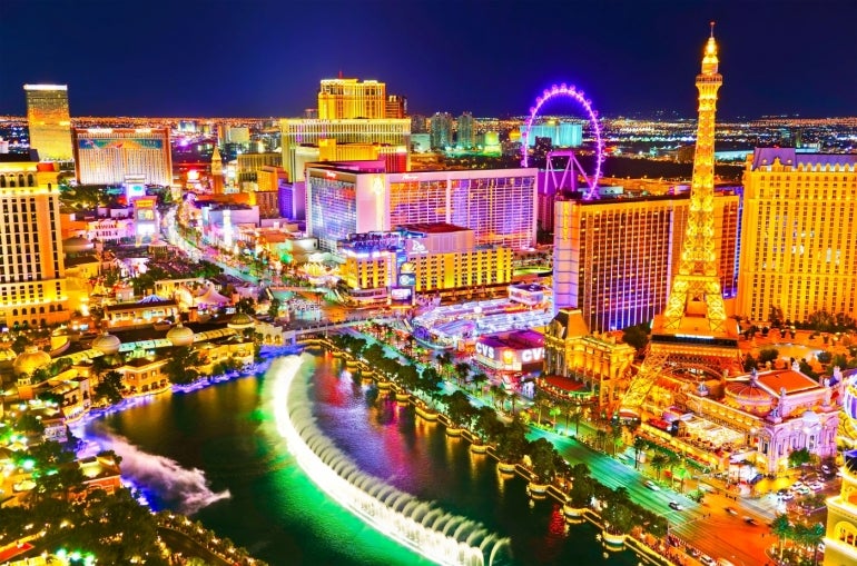 View of the Las Vegas Boulevard astatine  nighttime  with tons  of hotels and casinos successful  Las Vegas.