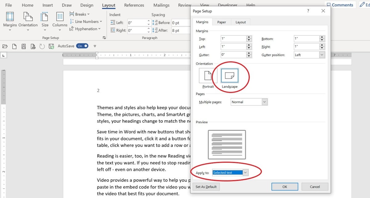 Change Page Orientation Mid Microsoft Word Document 