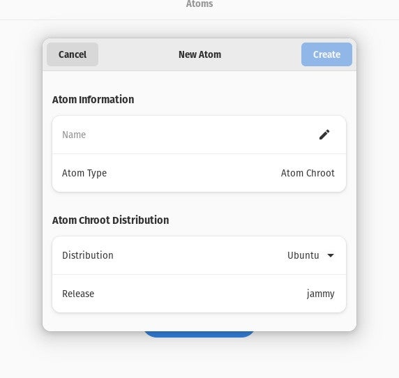 Creating a new chroot environment with Atoms.