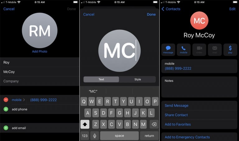 how to add picture in contacts iphone