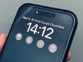 A Google Lock Screen with 4 widgets on an iPhone screen.