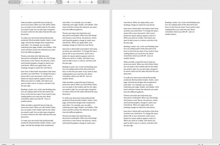 A microsoft word document formatted with two columns