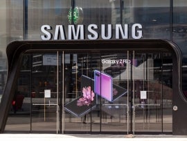 Toronto, Canada - May 16, 2020: Samsung store at Eaton Centre in Toronto, Canada. Samsung is a South Korean multinational conglomerate.