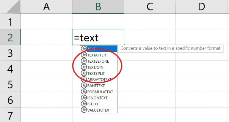 Excel offers four new text functions.