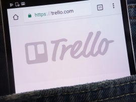 KONSKIE, POLAND - JUNE 02, 2018: Trello website displayed on smartphone hidden in jeans pocket