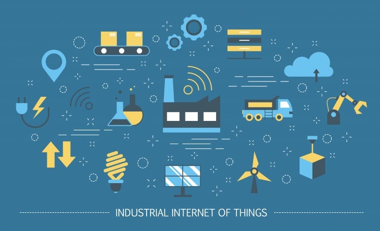 Set of colorful vectors that represent Industrial Internet of Things.