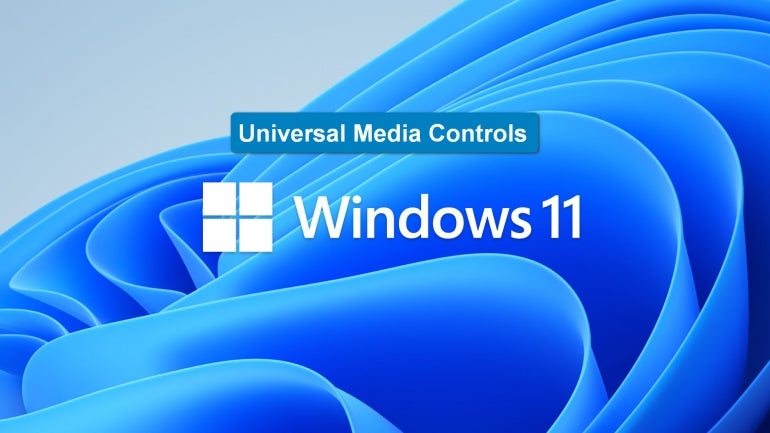 The Windows 11 login screen with Universal Media Controls written.