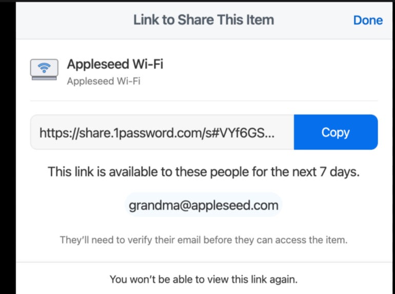 1Password password sharing.