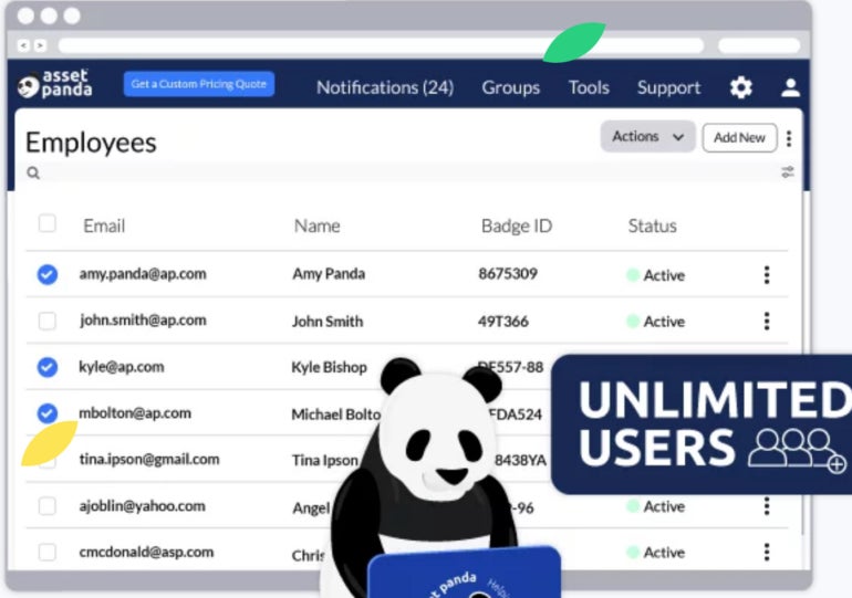 Asset Panda unlimited user dashboard.