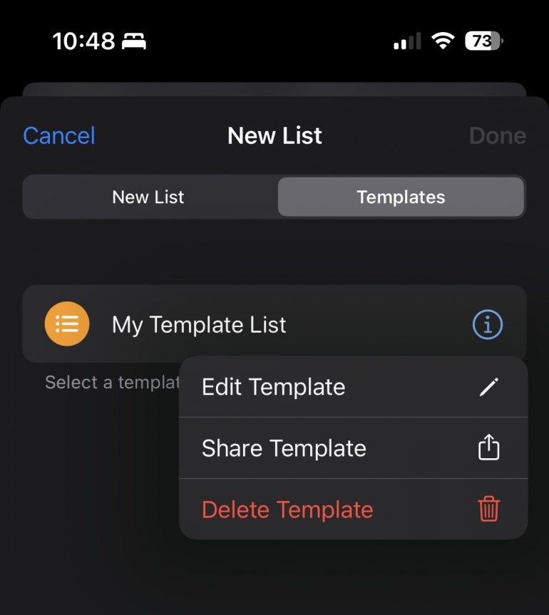 You can edit, share, and even delete reminder templates.