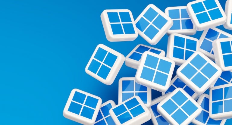 Cubes with Microsoft Windows 11 logo.