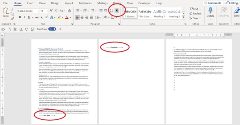 how to delete single page in word document