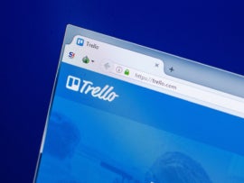 Ryazan, Russia - April 29, 2018: Homepage of Trello website on the display of PC, url - Trello.com.