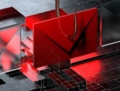 An email attack visualization of a rusty hook catching an envelope.