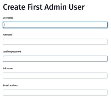 Make sure to create a strong password for your admin user.