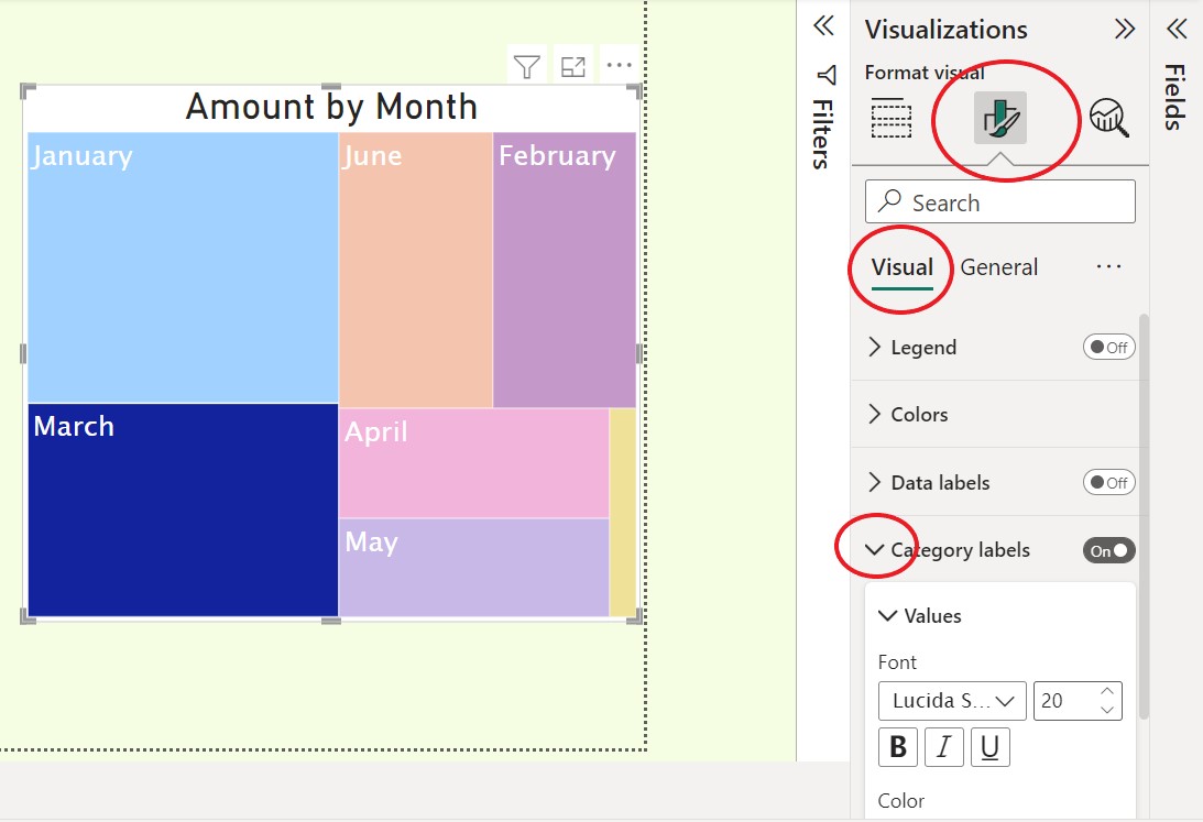 How to format filters so they match visualizations in Microsoft Power BI