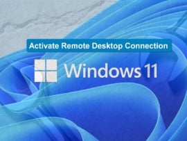 The Windows 11 logo with a subheading that reads Activate remote desktop connection.