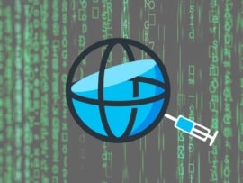 web icon with a syringe sticking out of it