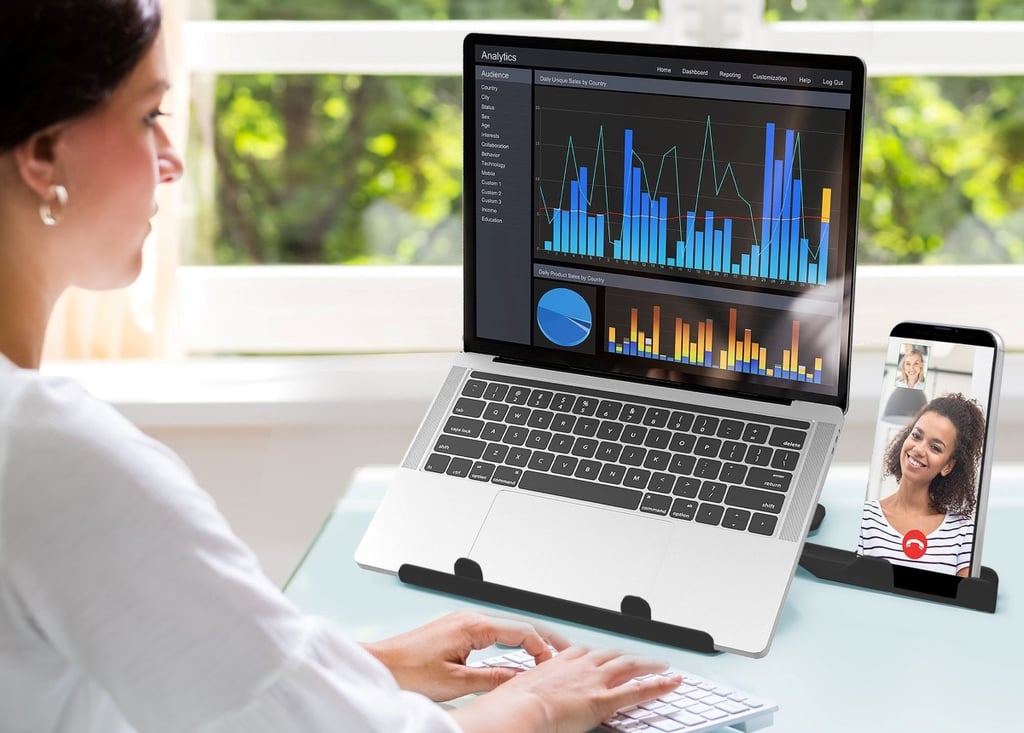 This adjustable notebook stand is perfect for working from home