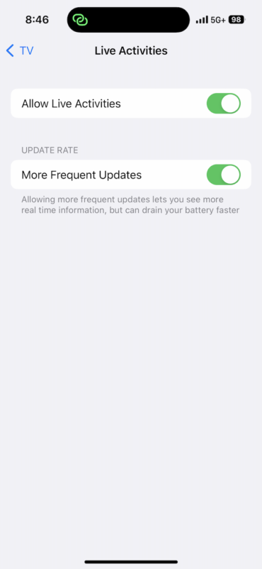 Updating the live activities on the iPhone more frequently allows for more up-to-date information to be displayed in the live activity tile.