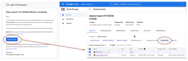 How to export Google Workspace data for your organization