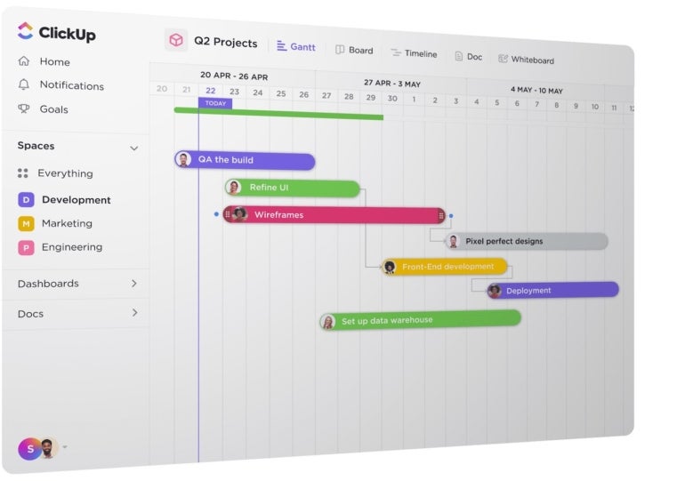 ClickUp Gantt chart maker dashboard.