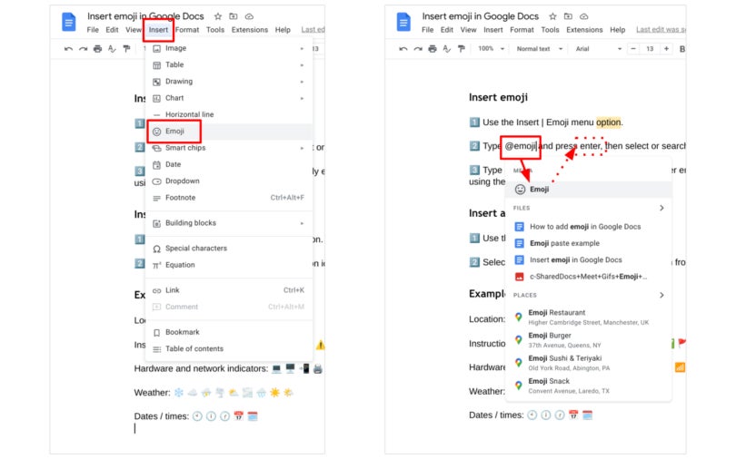 How to add emoji in Google Docs