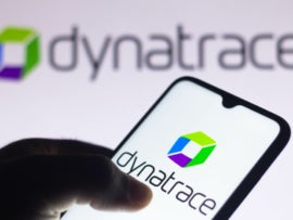 In this photo the Dynatrace logo seen displayed on a smartphone.
