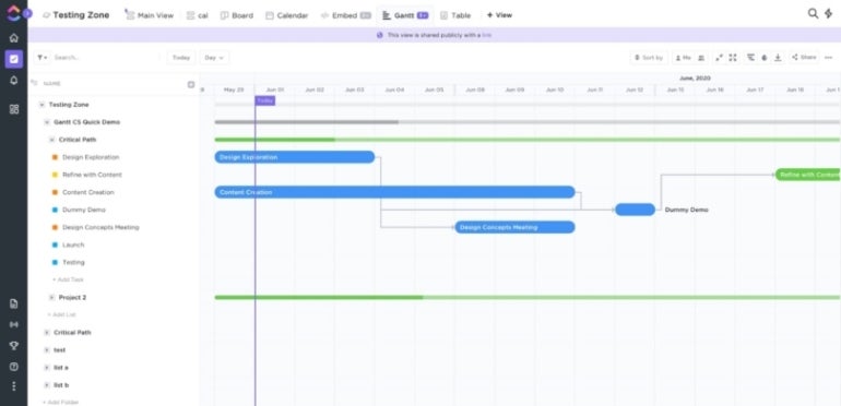 ClickUp Gantt Chart View.