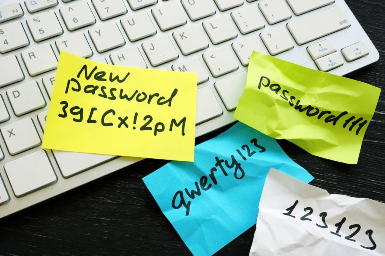 Passwords that are too simple on sticky notes.