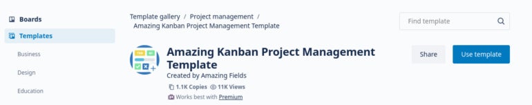 The Amazing Trello Project Management Template page.