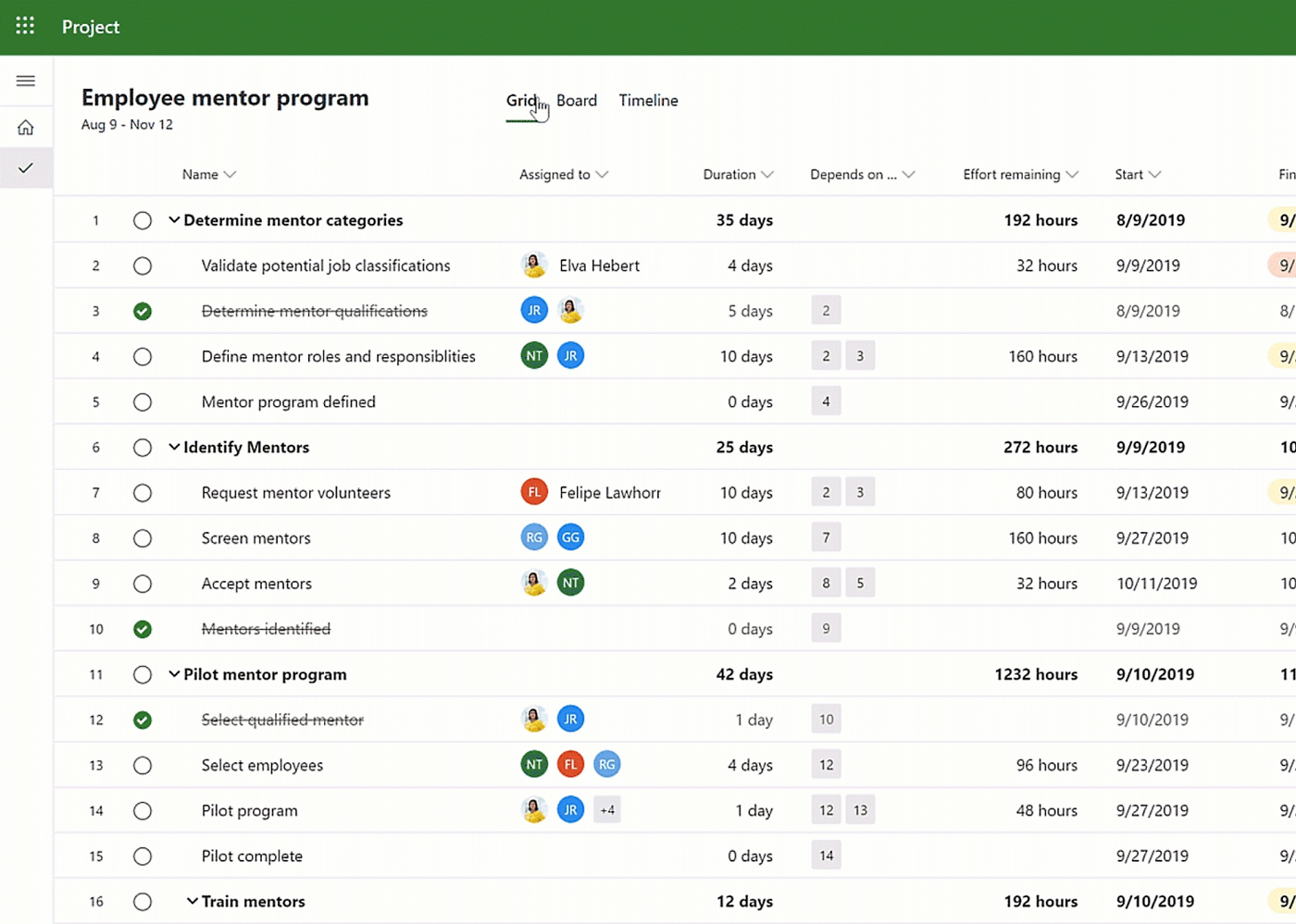 Microsoft Project’s time tracking feature.