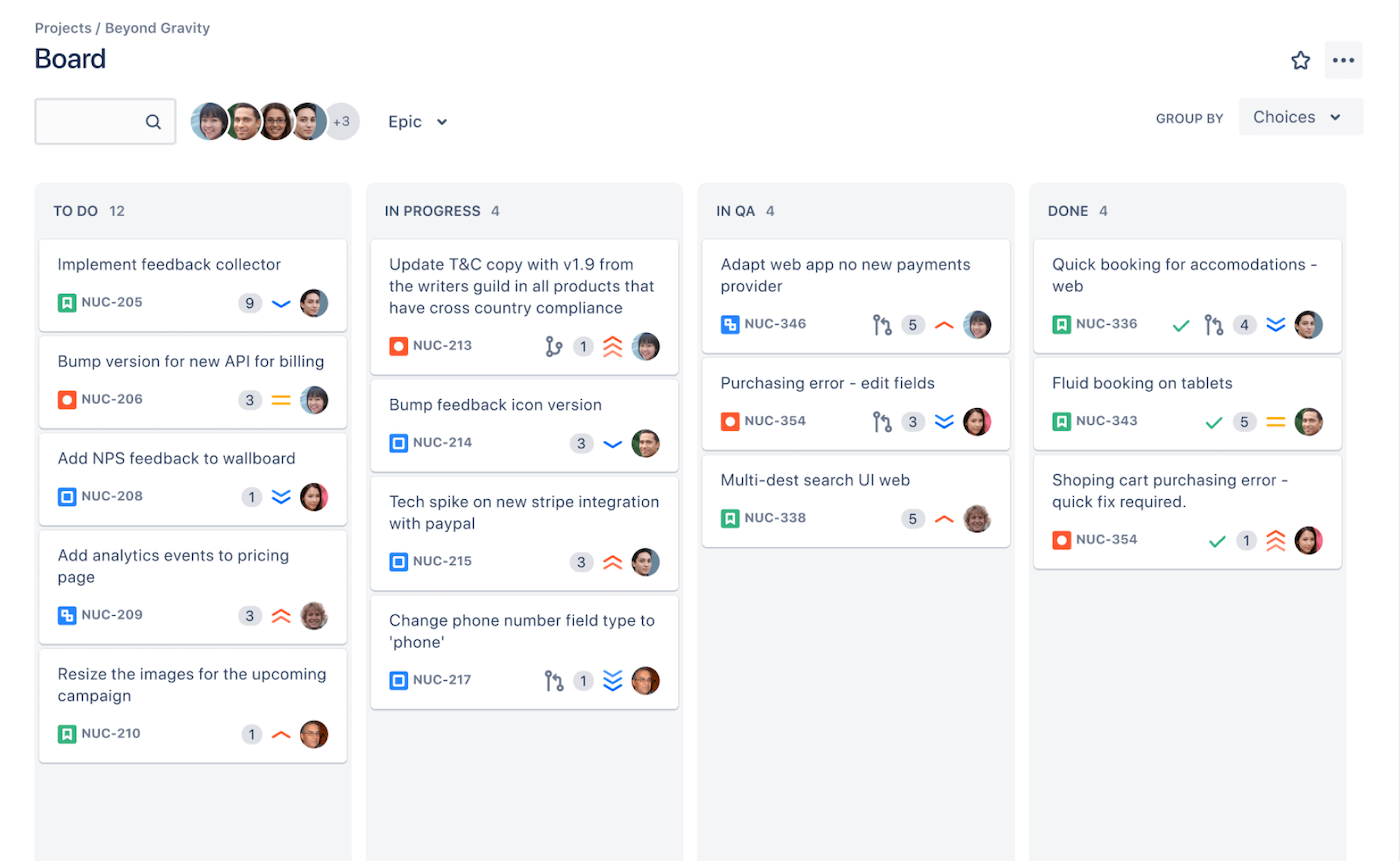 Screenshot of Jira Kanban board.