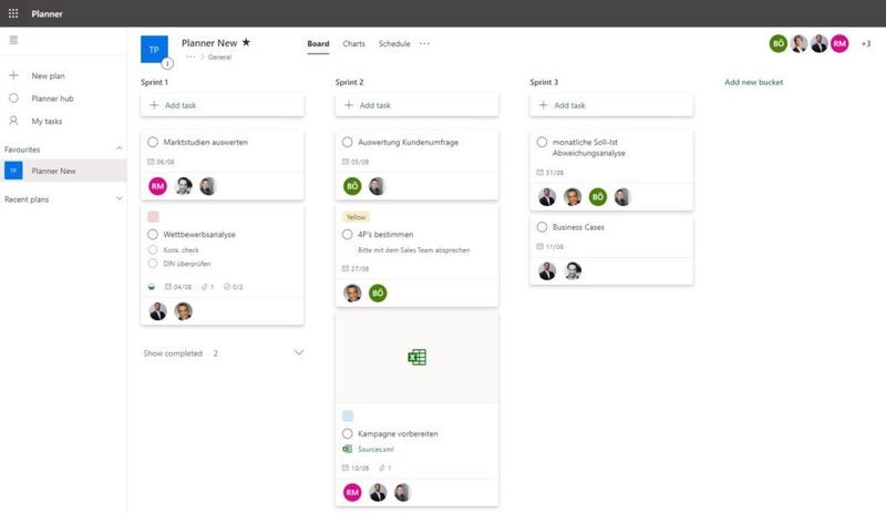 Microsoft Planner kanban board