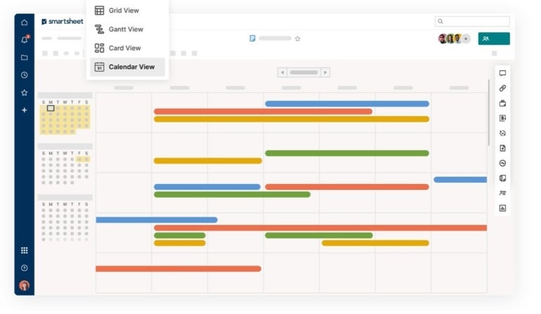 The Smartsheet dashboard.