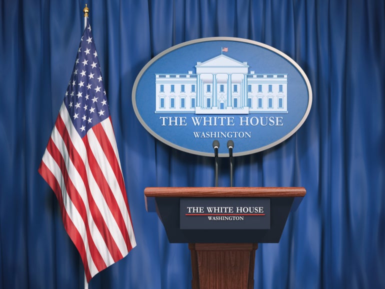 The White House press conference podium.