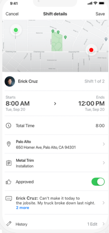 Employers can see real-time time and attendance information for their entire workforce on their Hourly dashboard.
