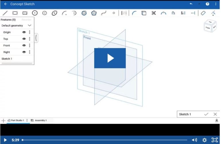 A concept sketch drawn out in Onshape