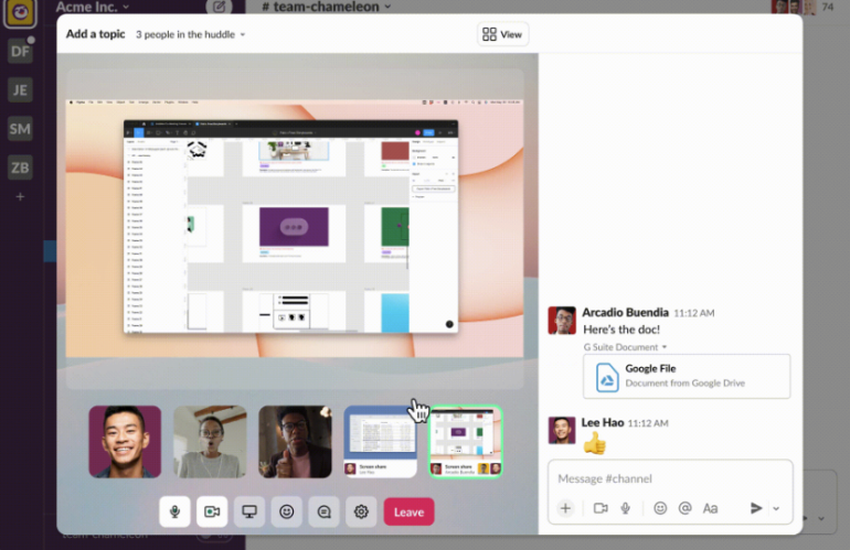 Slack’s Huddles feature makes face-to-face communication quick and easy.