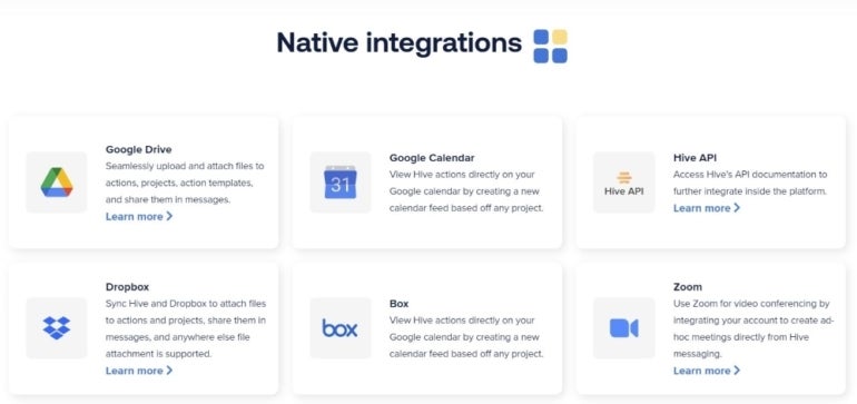 Hive's native integrations.