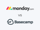 The monday.com and Basecamp logos.