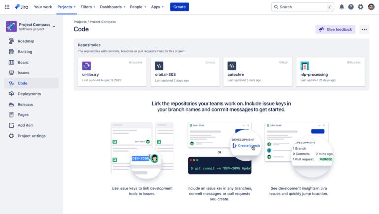 The Jira dashboard.