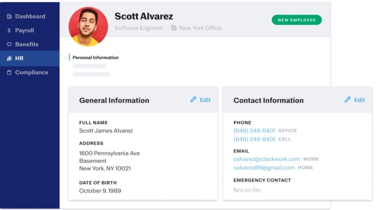 The HR and payroll dashboard.