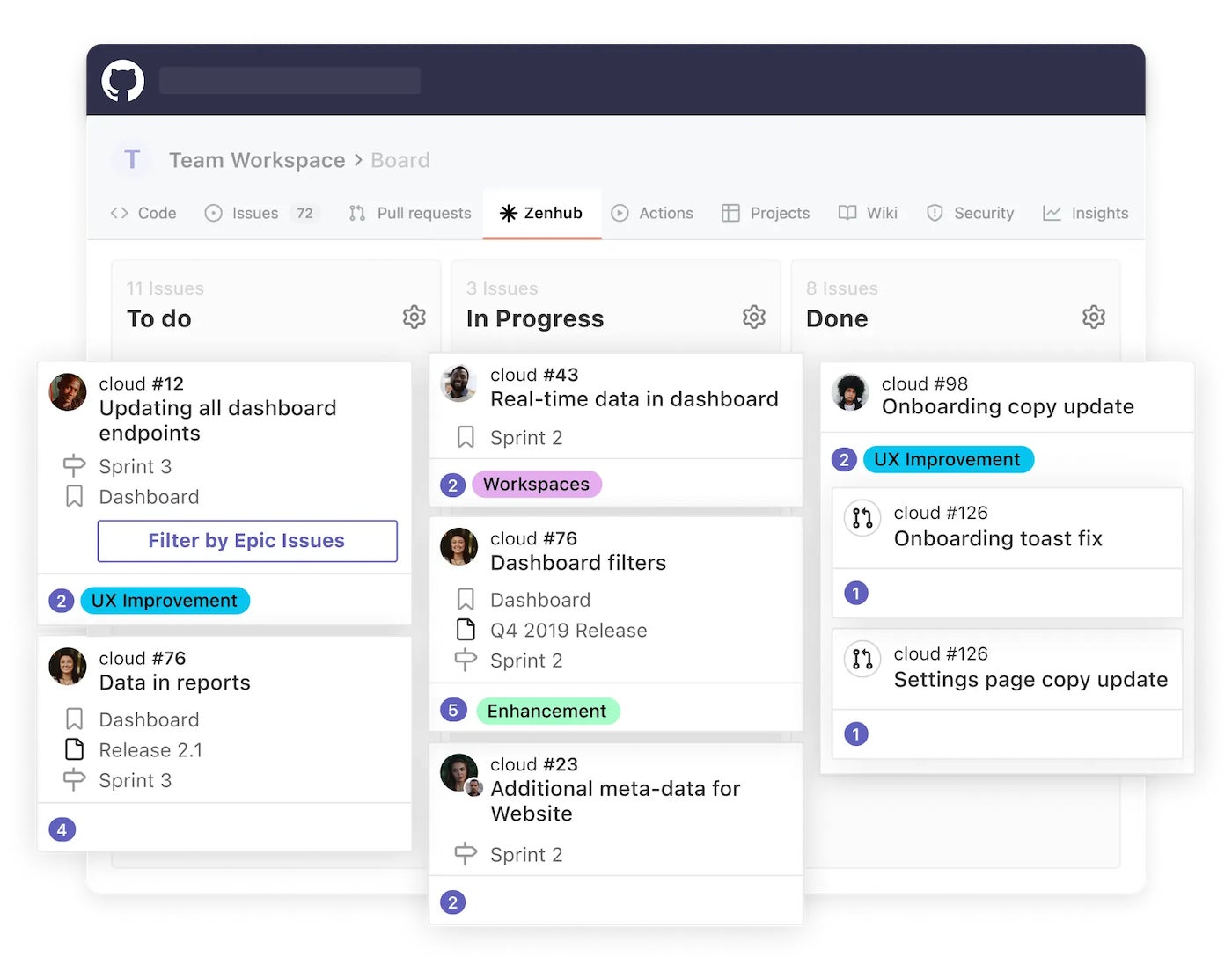 View of Workflow Automation in ZenHub’s GitHub extension.