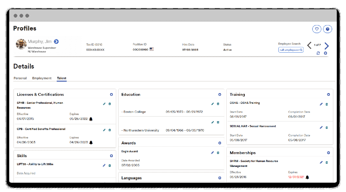 ADP Workforce Now HR dashboard.