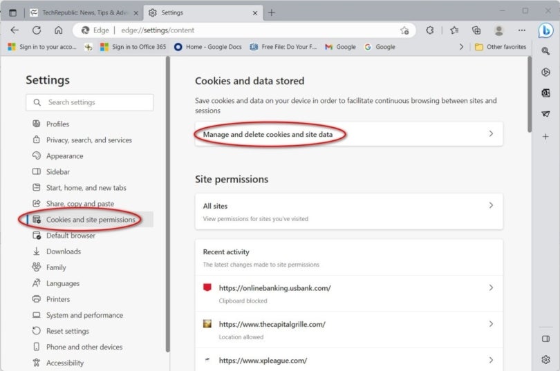 How to remove specific cookies from Microsoft Edge