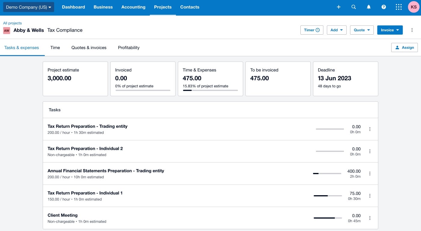 Xero Accounting time tracking