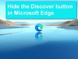 An image with the Microsoft Edge browser logo in the middle and a box above that says "Hide the Discover button in Microsoft Edge."