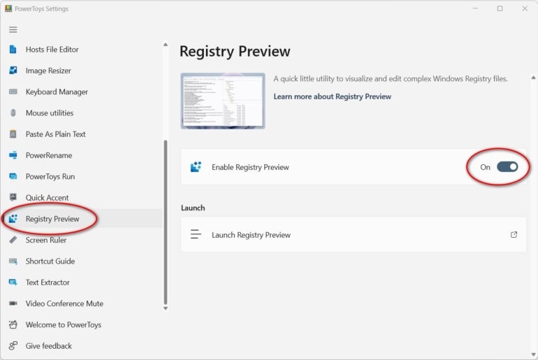 Activate the Registry Preview feature in Microsoft PowerToys.