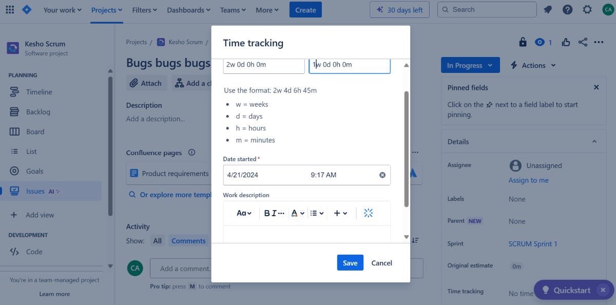 Configuring time tracking in Jira. 